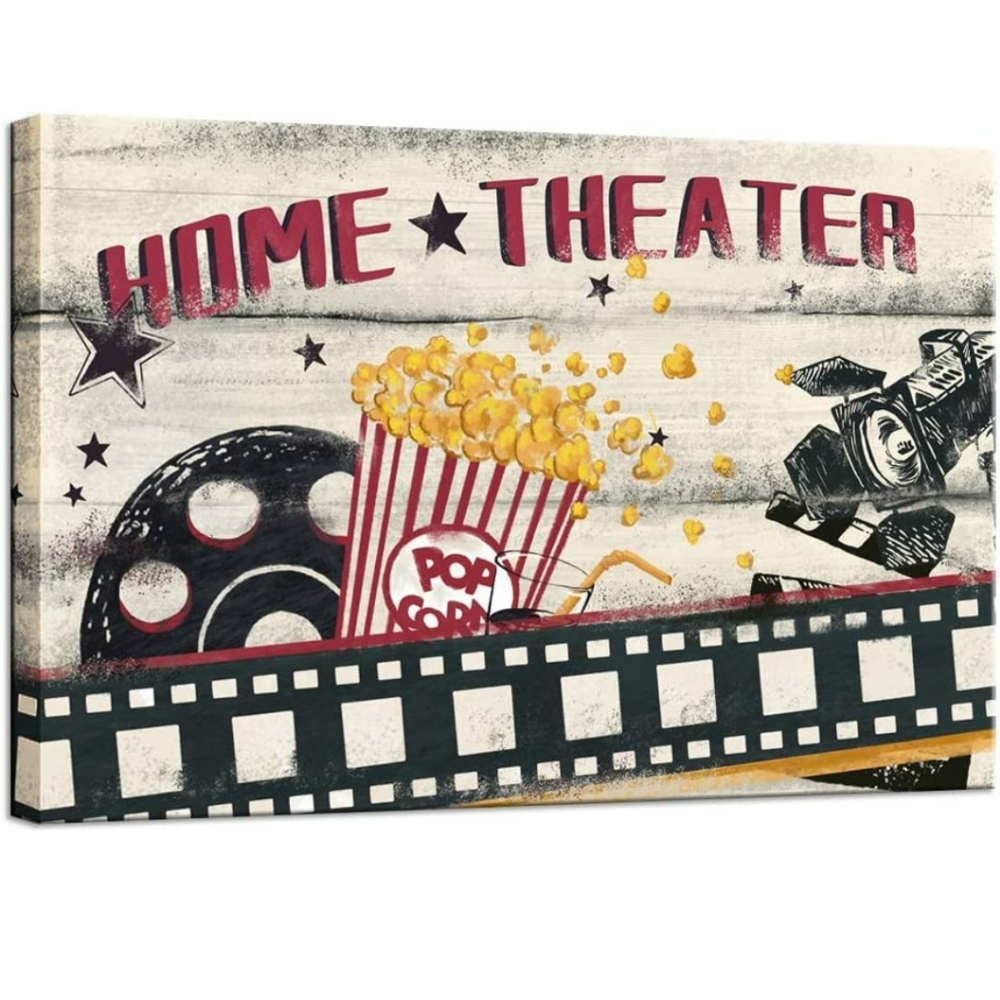 SECHARS Vintage Canvas Cinema Film Reels Popcorn Wall Art Class Fashion 24x36